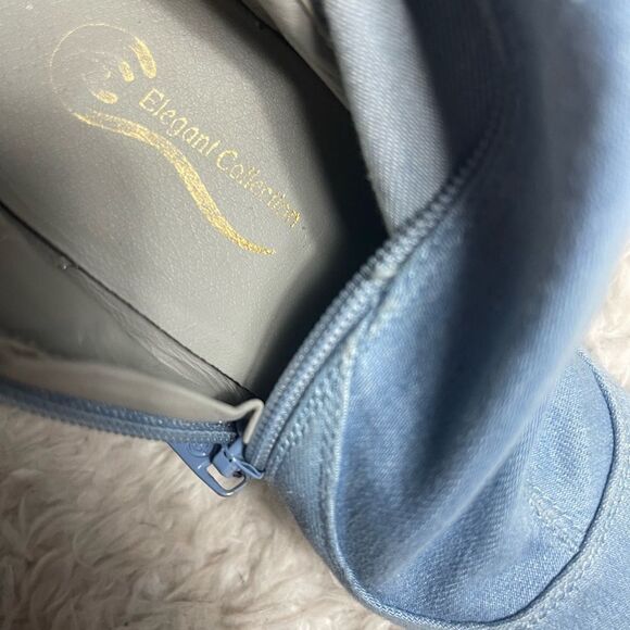 Elegant Collection Denim thigh high back lace up heels boots Size 6 - Picture 10 of 10